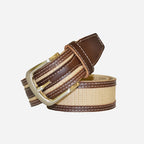 BYRON - Cotton Canvas Men's Sand/Tan Leather Belt