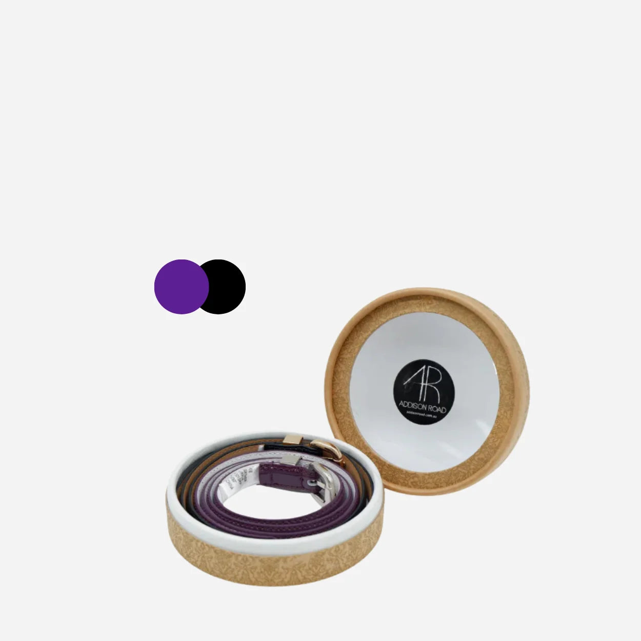 Gift Box 2 Belts | Black & Purple Skinny Leather Belt Gift Set