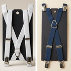 HUXLEY - Navy & White Clip-On Braces Twin Pack B1G1