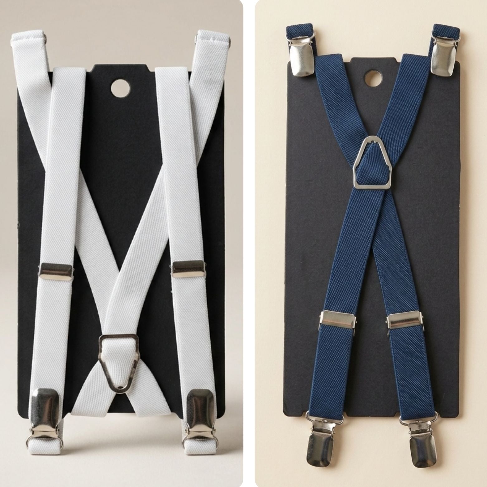 HUXLEY - Navy & White Clip-On Braces Twin Pack B1G1 - BeltNBags