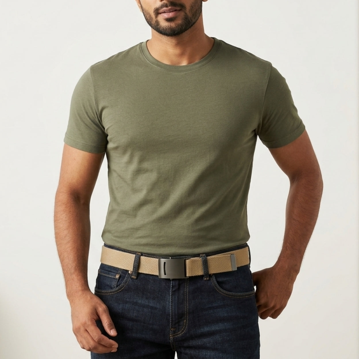 Bronson Men's Sand Cotton Canvas Webbing Belt