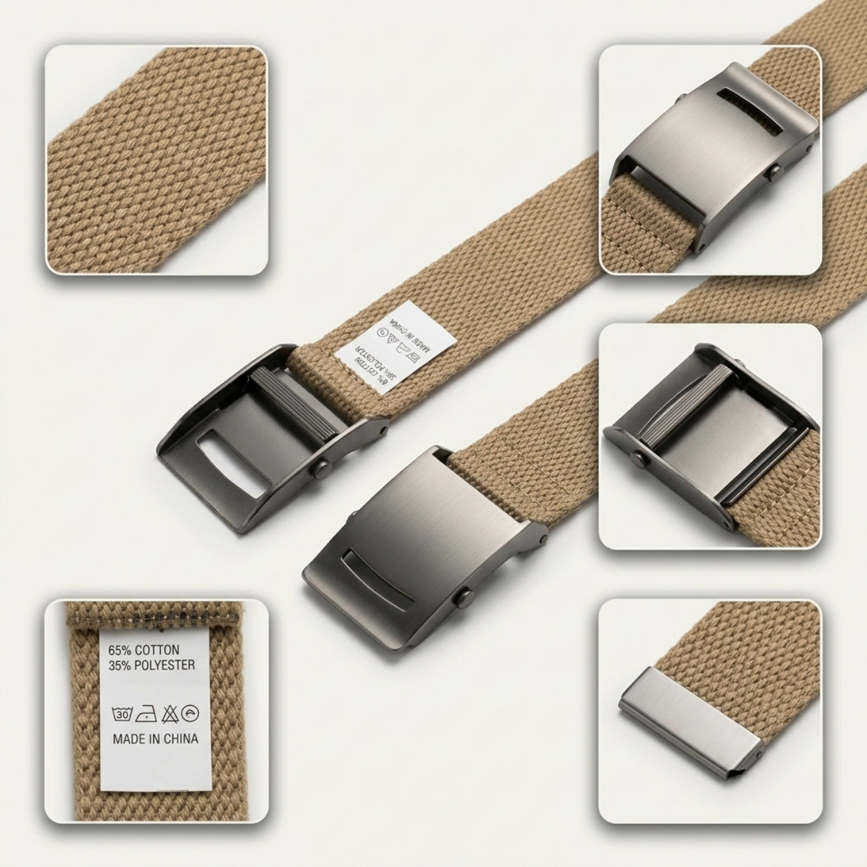 Bronson Men's Sand Cotton Canvas Webbing Belt