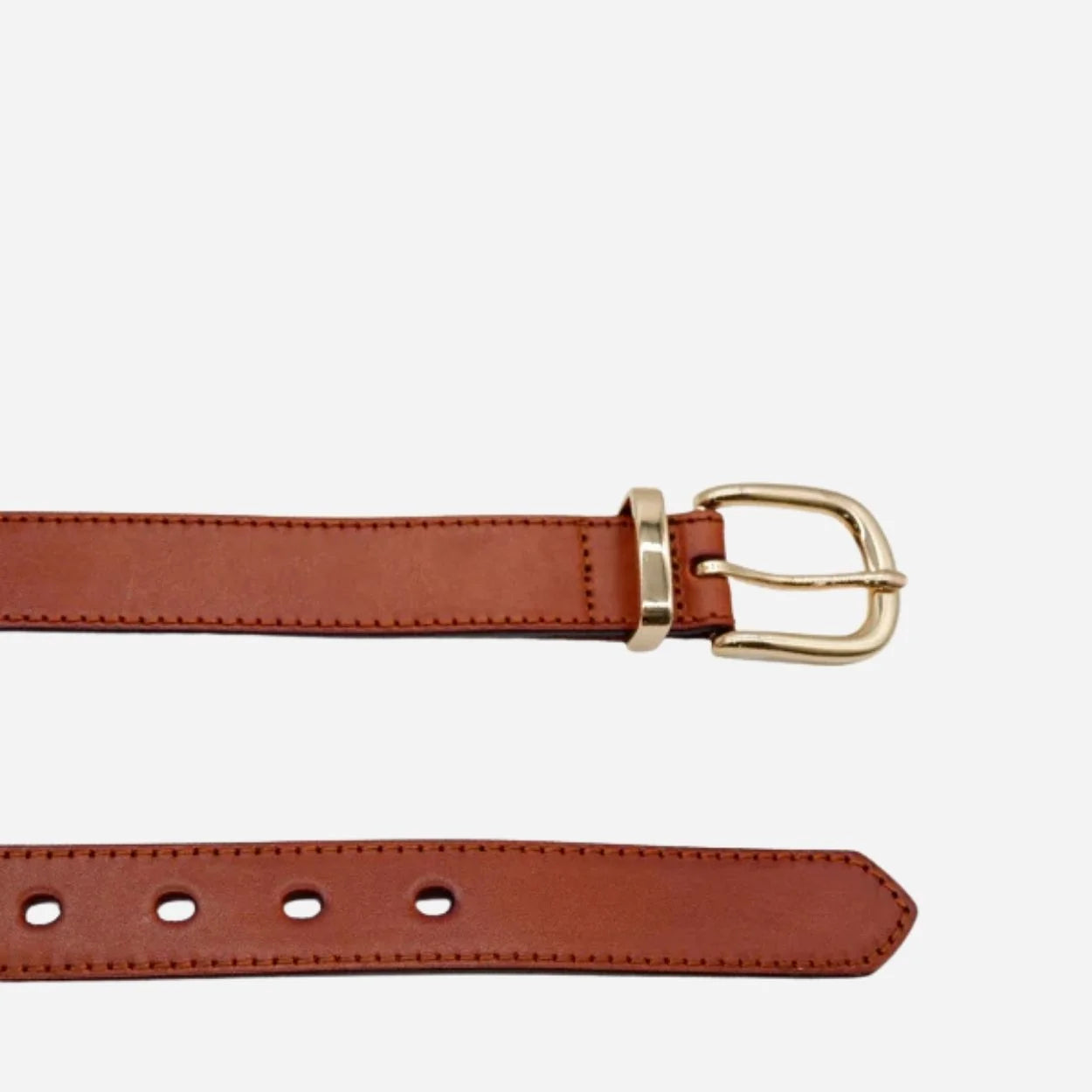 SOUTH BEACH - Addison Road Women's Tan Genuine Leather Belt with Gold Buckle