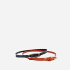 CADIA - Women's Black Genuine Leather Skinny Belt with Oval Gold buckle