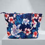 CALOUNDRA - Women's Blue Colorful Flower Tote Bag