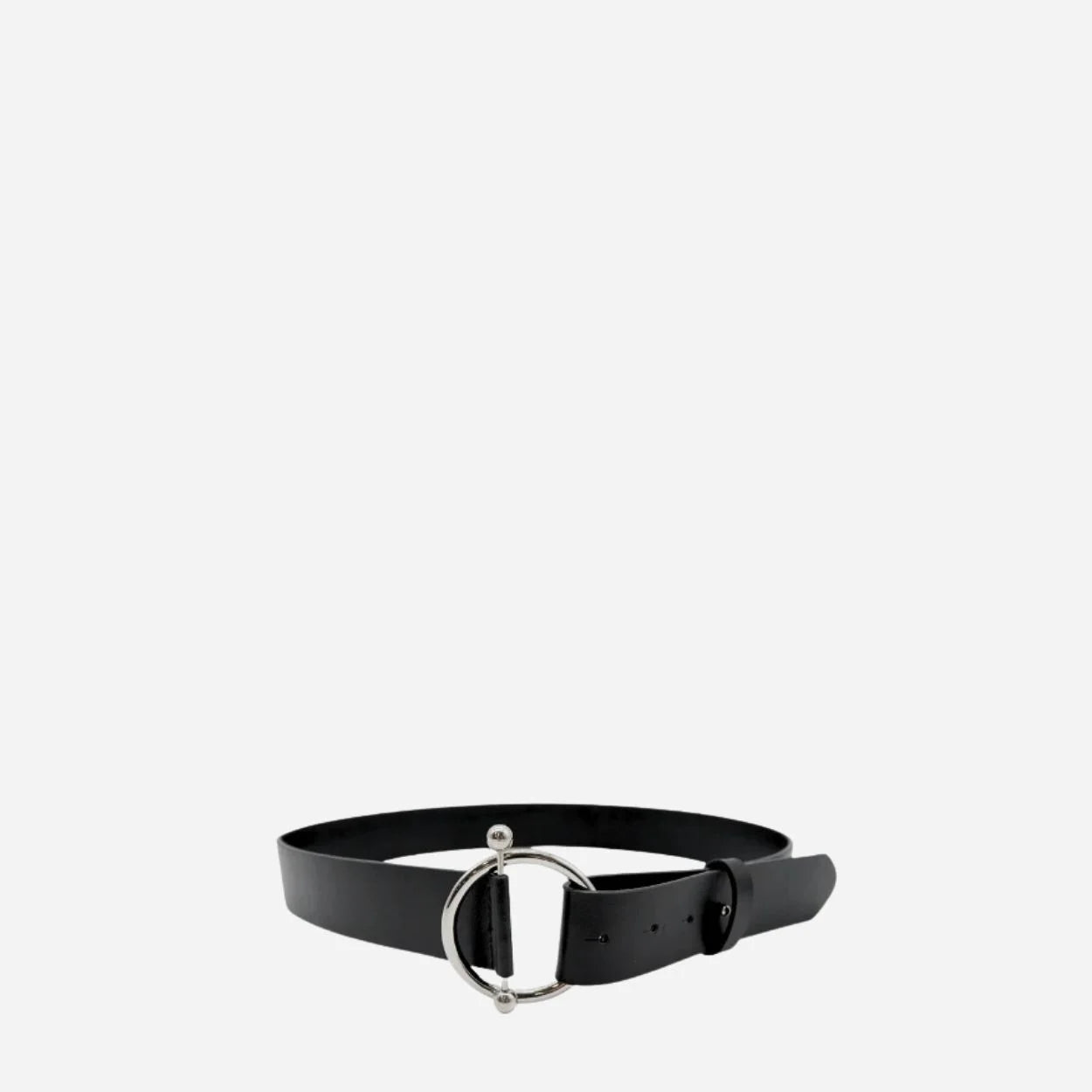 CAMELLIA - Women's Black Genuine Leather Ring Belt