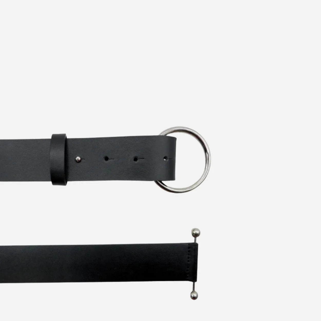 CAMELLIA - Women's Black Genuine Leather Ring Belt