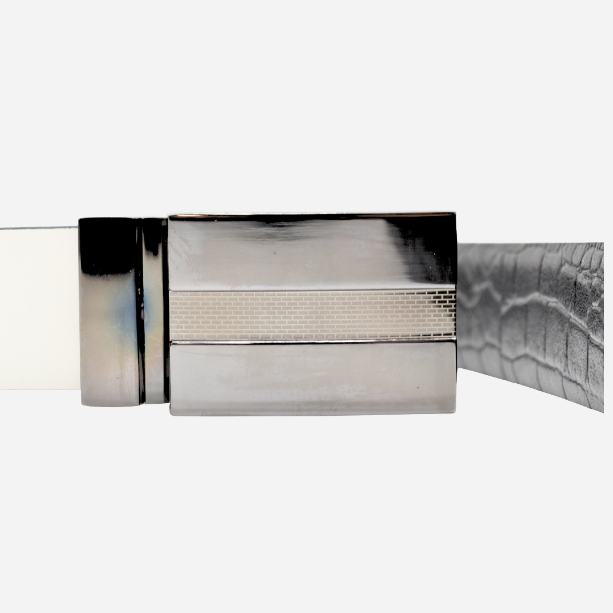 Lonsdale Embossed Leather Belt - Reversible Silver Buckle