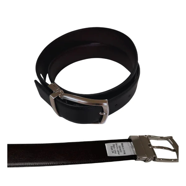 CAMERON - Mens Black And Chocolate Genuine Leather Reversible Belt