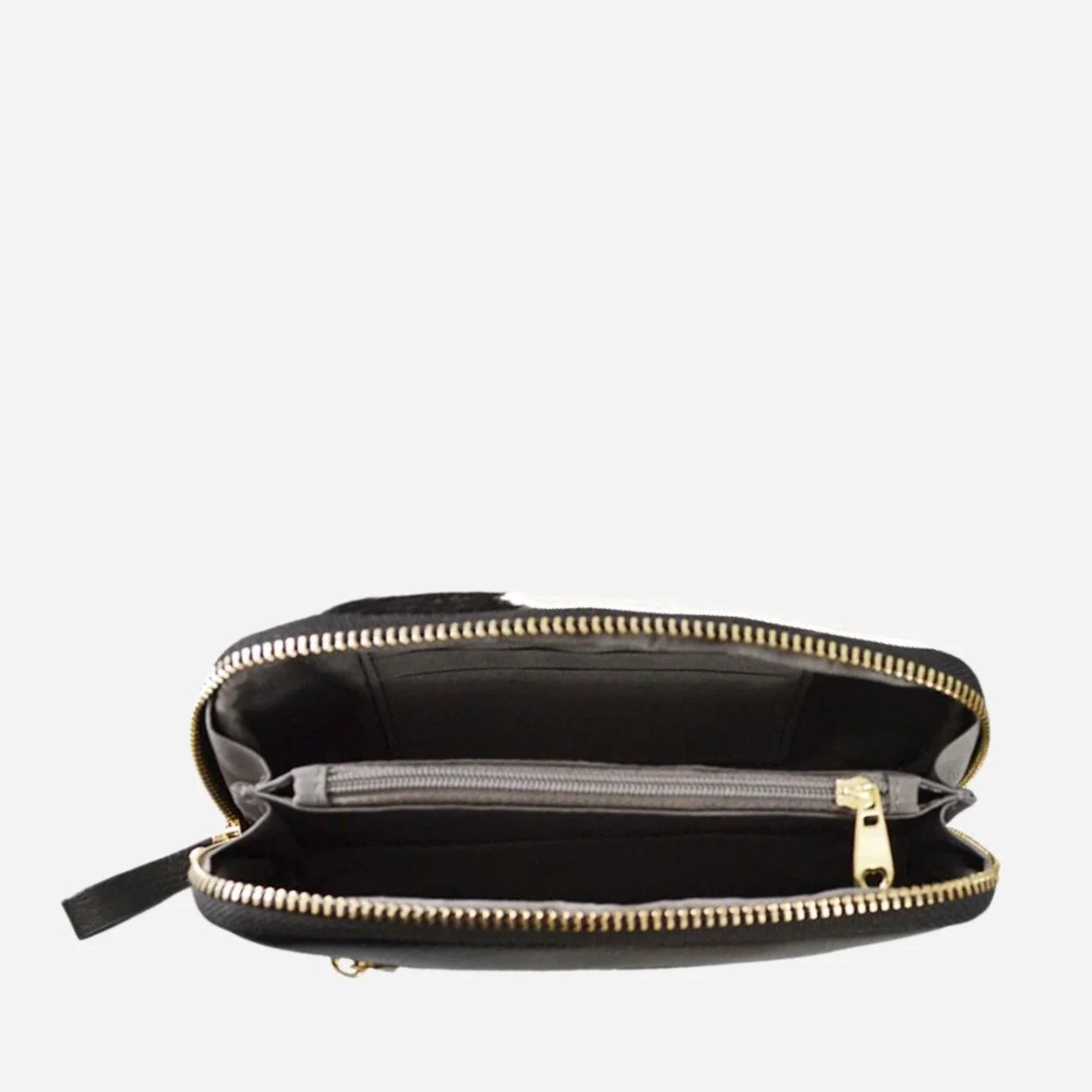 CARMICHAEL - Ladies Black Leather Cowhide Wristlet Wallet Purse