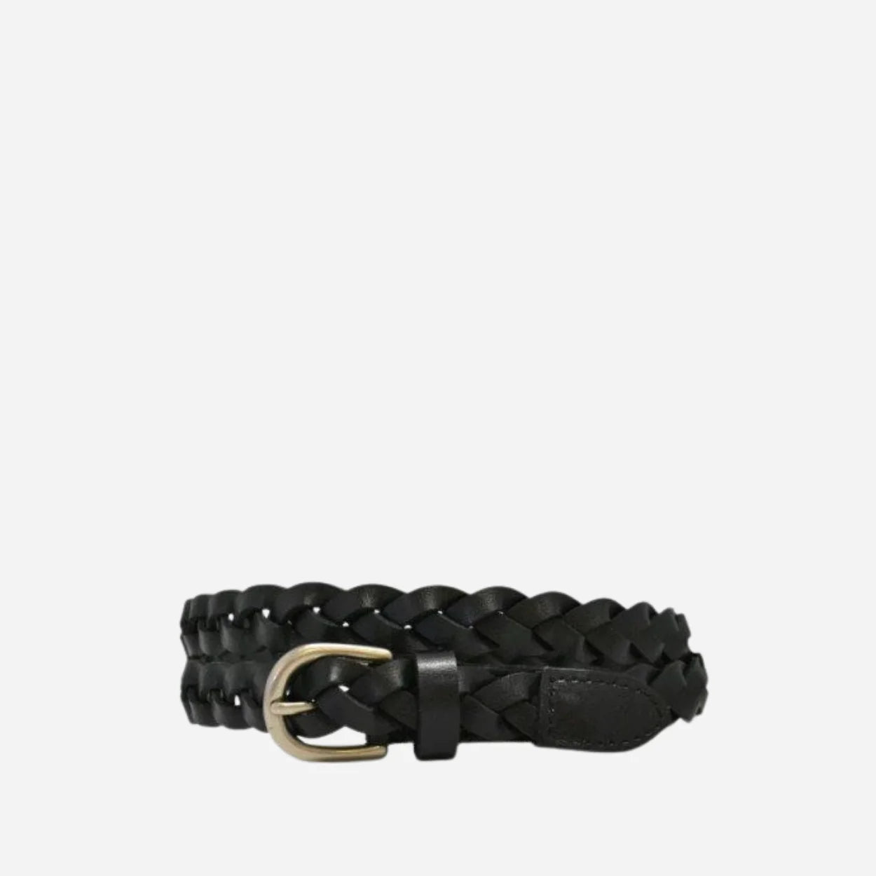CAROL - Womens Black Genuine Leather Plaited Belt