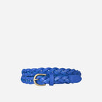 CAROL - Womens Cobalt Blue Genuine Leather Skinny Plaited Belt