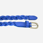 CAROL - Womens Cobalt Blue Genuine Leather Skinny Plaited Belt
