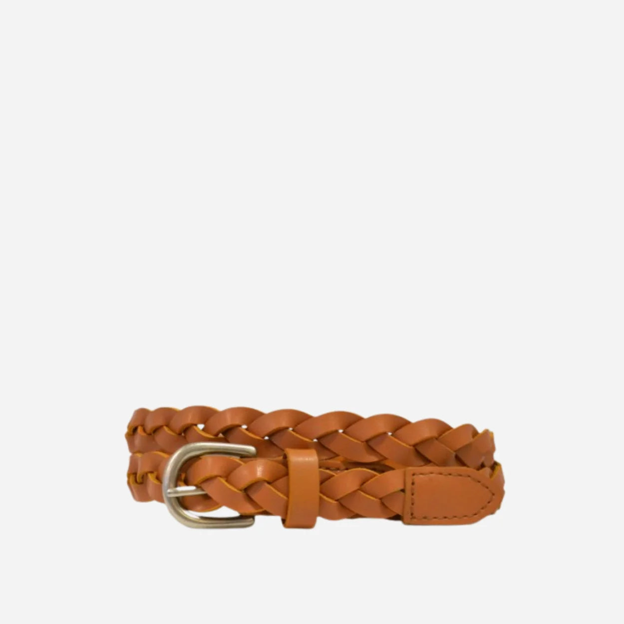 CAROL - Womens Tan Genuine Leather Plaited Belt