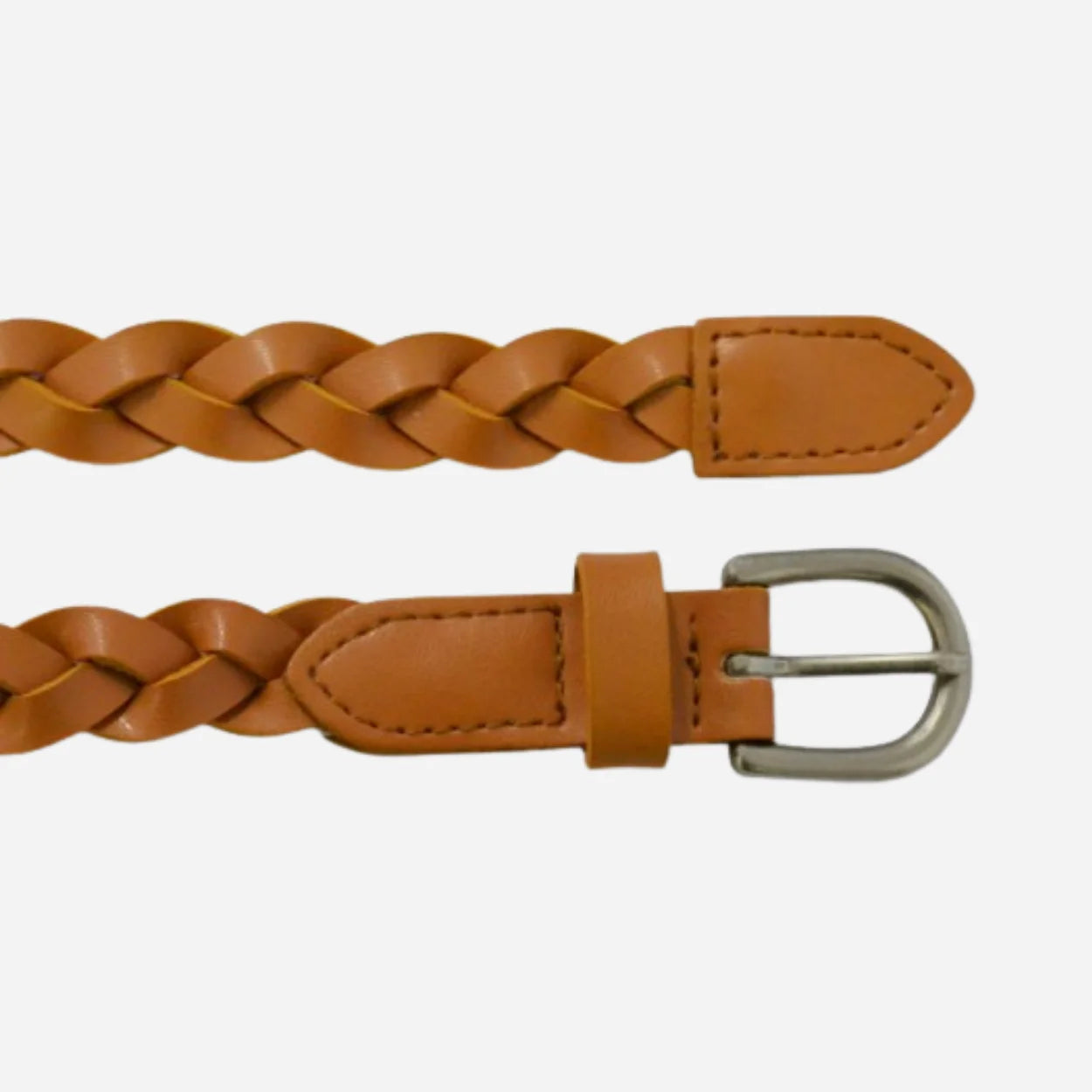 CAROL - Womens Tan Genuine Leather Plaited Belt