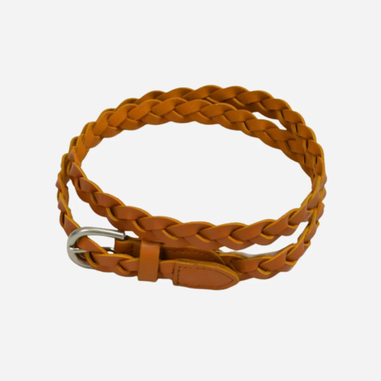 CAROL - Womens Tan Genuine Leather Plaited Belt