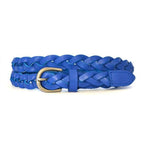 CAROL - Womens Cobalt Blue Genuine Leather Skinny Plaited Belt  - Belt N Bags