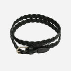 CAROL - Womens Black Genuine Leather Plaited Belt - BeltNBags