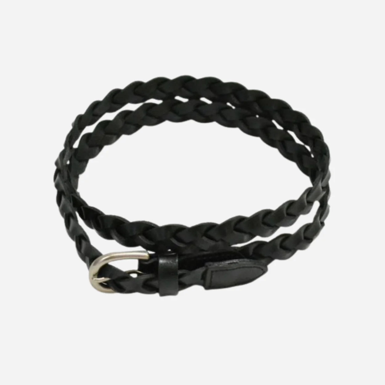 CAROL - Womens Black Genuine Leather Plaited Belt