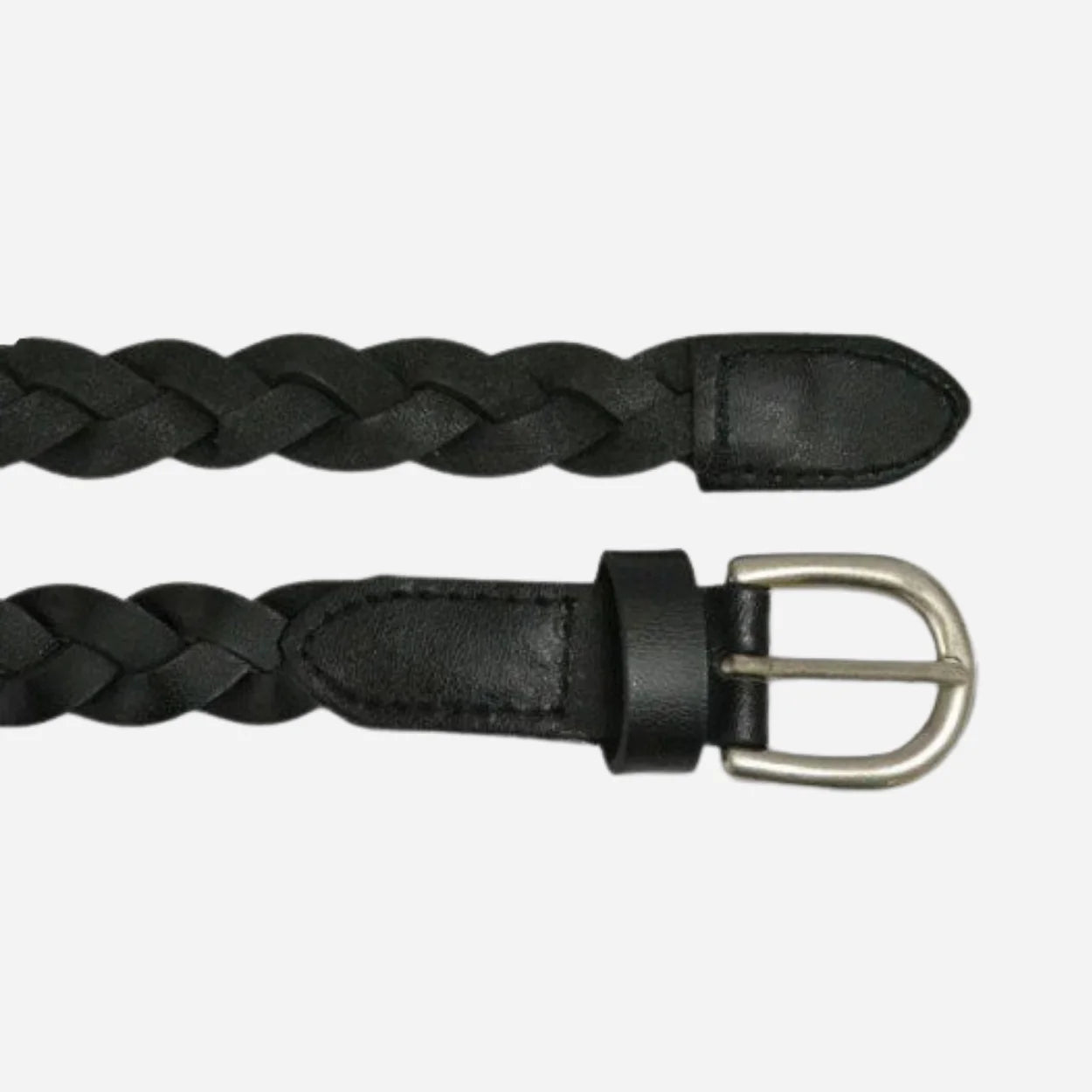 CAROL - Womens Black Genuine Leather Plaited Belt