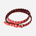 CAROL - Womens Rust Red Genuine Leather Plaited Belt