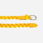 CAROL - Womens Yellow Braided Genuine Leather Plaited Belt