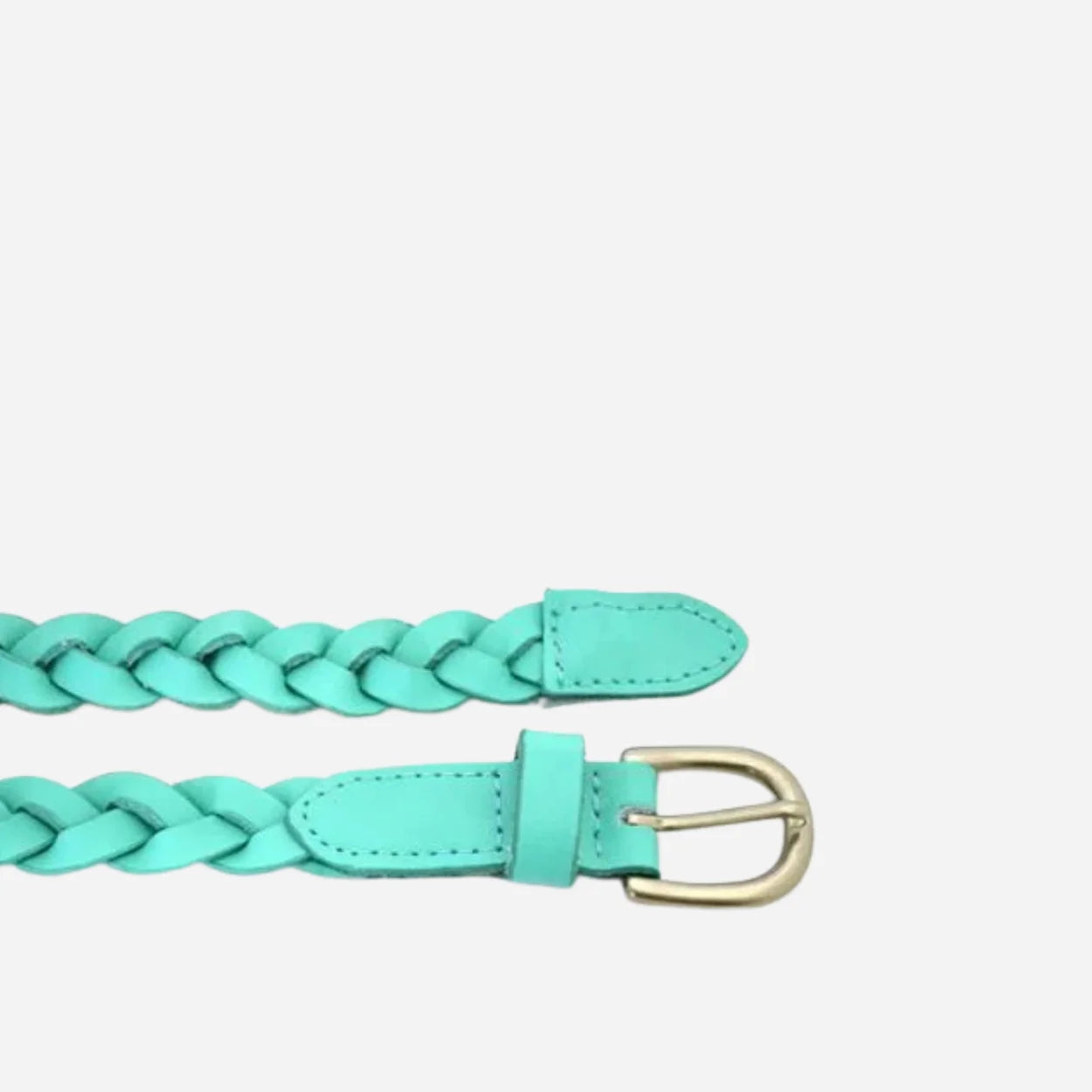 CAROL - Womens Mint Green Skinny Plaited Leather Belt