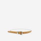 CARRIE - Womens Dark Beige Patent Leather Skinny Belt