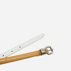 CARRIE - Womens Dark Beige Patent Leather Skinny Belt