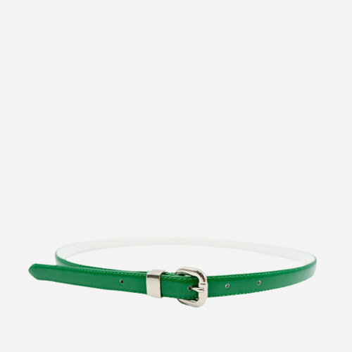 CARRIE - Green Patent Skinny Leather Belt Silver Buckle display picture 3