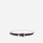 CARRIE -  Womens Purple Patent Skinny Leather Belt with Silver Buckle - BeltNBags