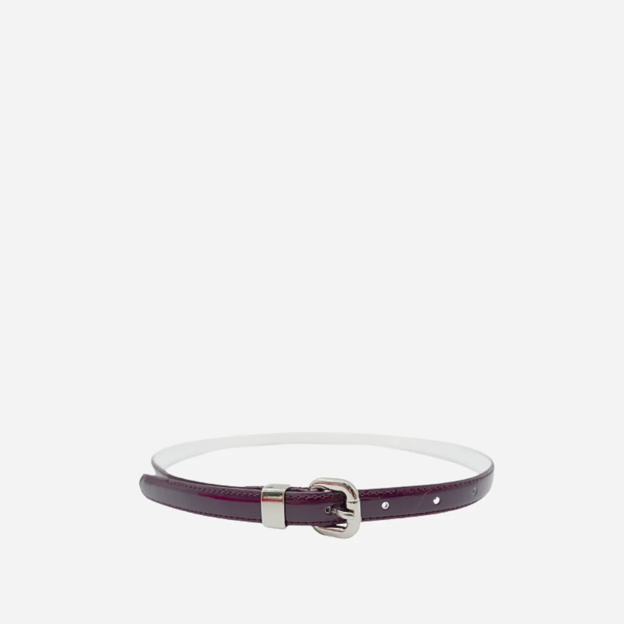 CARRIE -  Womens Purple Patent Skinny Leather Belt with Silver Buckle - BeltNBags