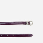 CARRIE -  Womens Purple Patent Skinny Leather Belt with Silver Buckle - BeltNBags