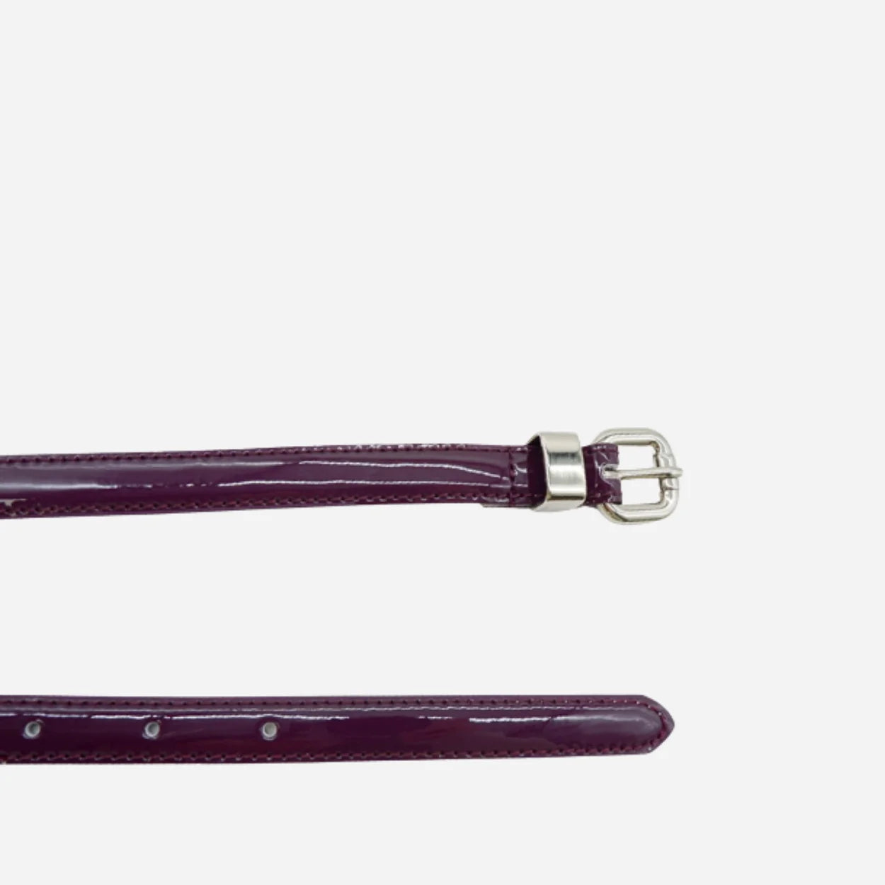 CARRIE -  Womens Purple Patent Skinny Leather Belt with Silver Buckle - BeltNBags