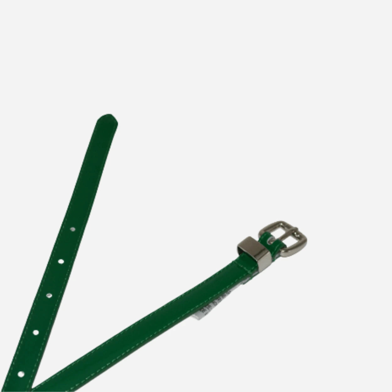 CARRIE -  Womens Emerald Forest Green Patent Skinny Leather Belt with Silver Buckle
