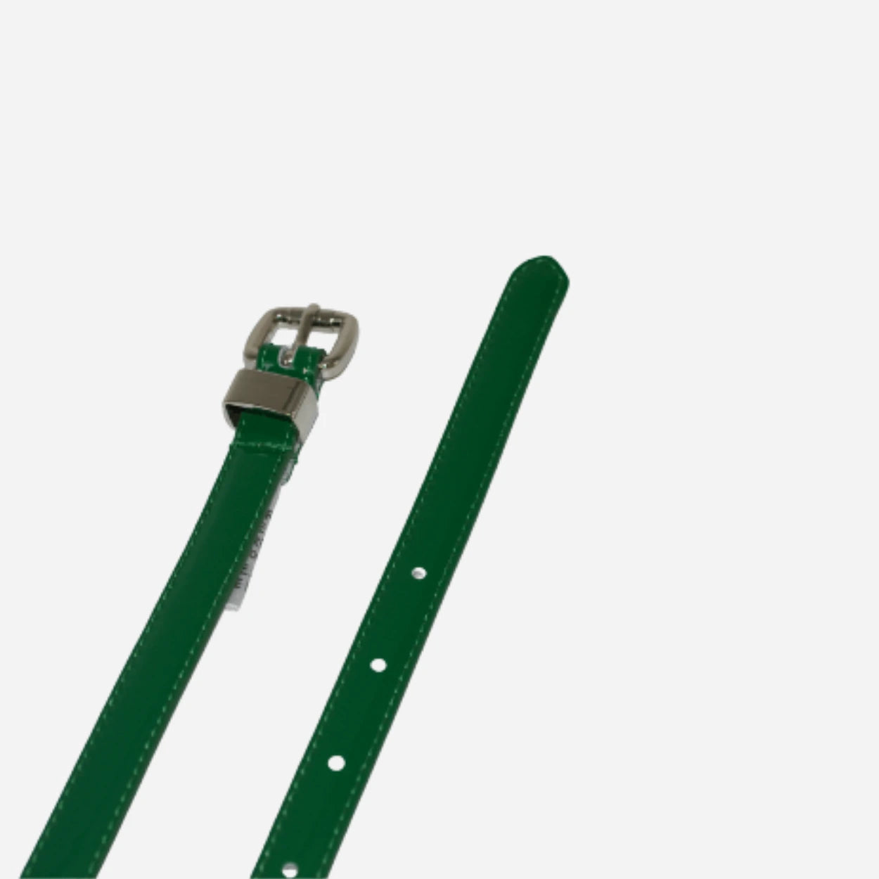 CARRIE -  Womens Emerald Forest Green Patent Skinny Leather Belt with Silver Buckle