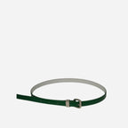 CARRIE -  Womens Emerald Forest Green Patent Skinny Leather Belt with Silver Buckle