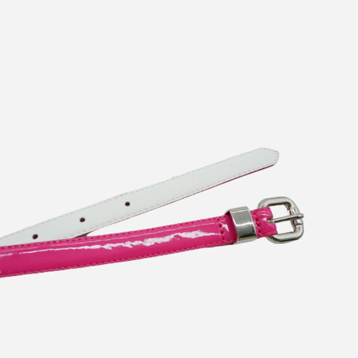 CARRIE - Womens Pink Patent Skinny Leather Belt