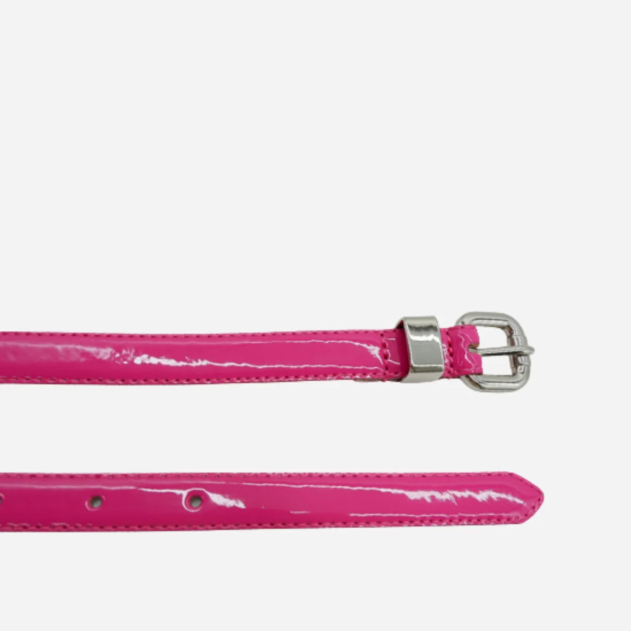 CARRIE - Womens Pink Patent Skinny Leather Belt