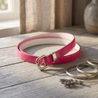 CARRIE - Womens Pink Patent Skinny Leather Belt - BeltNBags