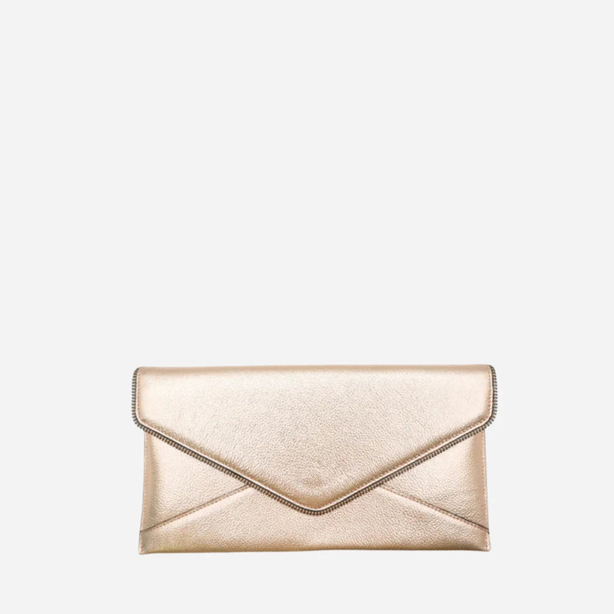 CASTLECRAG - Womens Rose Gold Leather Envelope Clutch Bag Evening Pouch