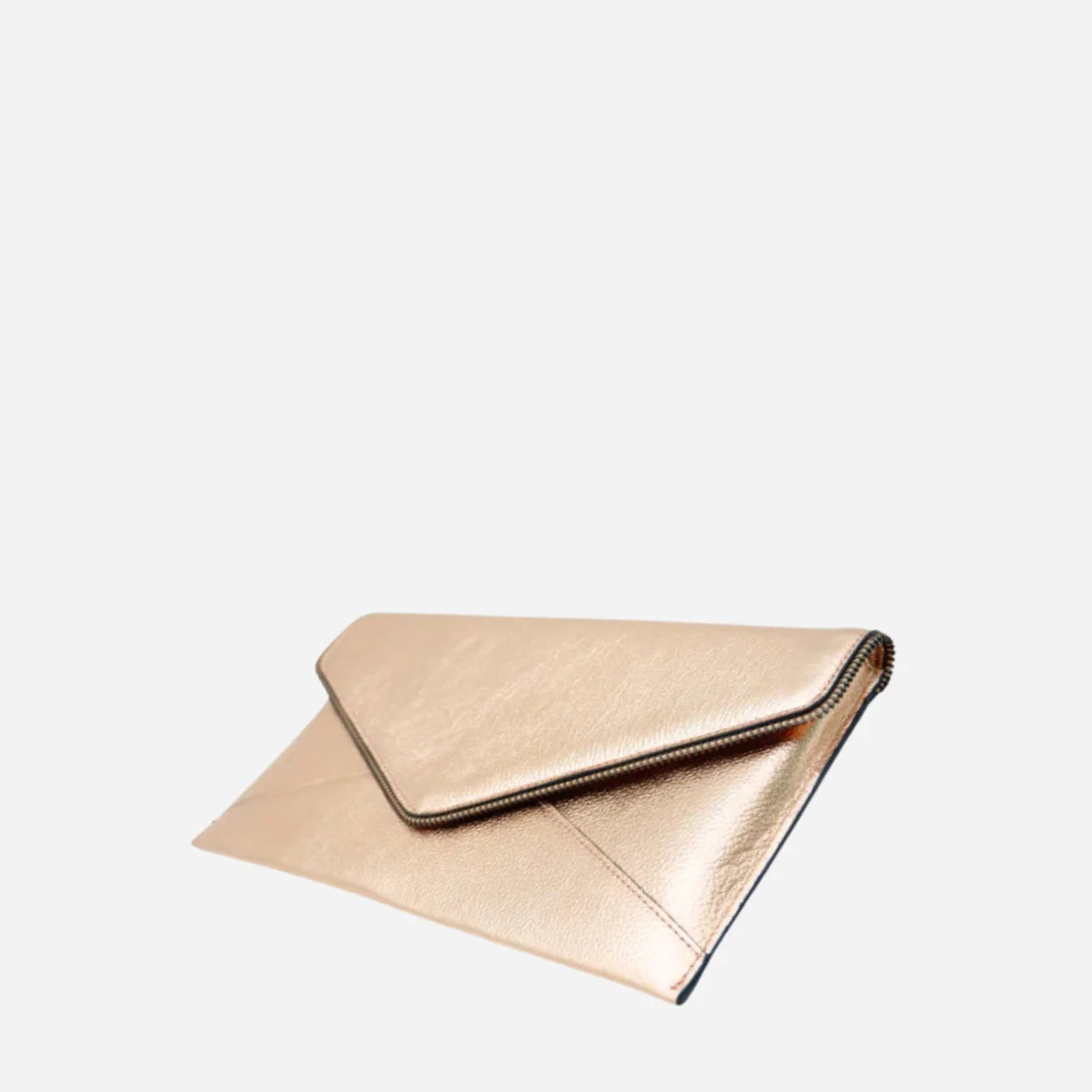 CASTLECRAG - Womens Rose Gold Leather Envelope Clutch Bag Evening Pouch