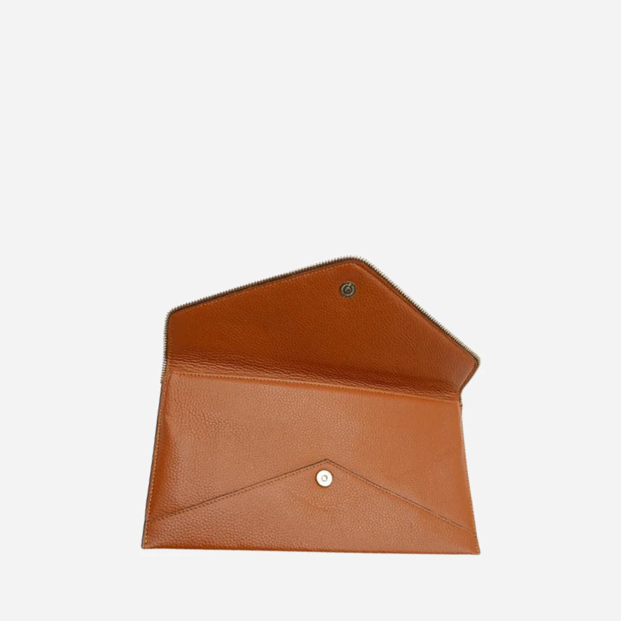 CASTLECRAG - Brown Genuine Pebbled Leather Clutch with Zipper Detailing