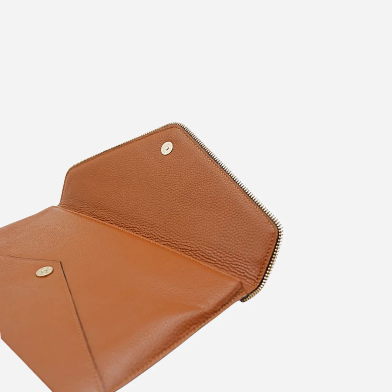 CASTLECRAG - Brown Genuine Pebbled Leather Clutch with Zipper Detailing
