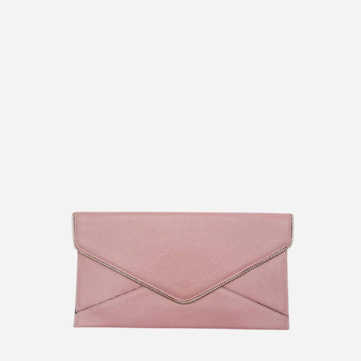 CASTLECRAG - Dusty Rose Pink Genuine Leather Clutch with Zipper Detailing