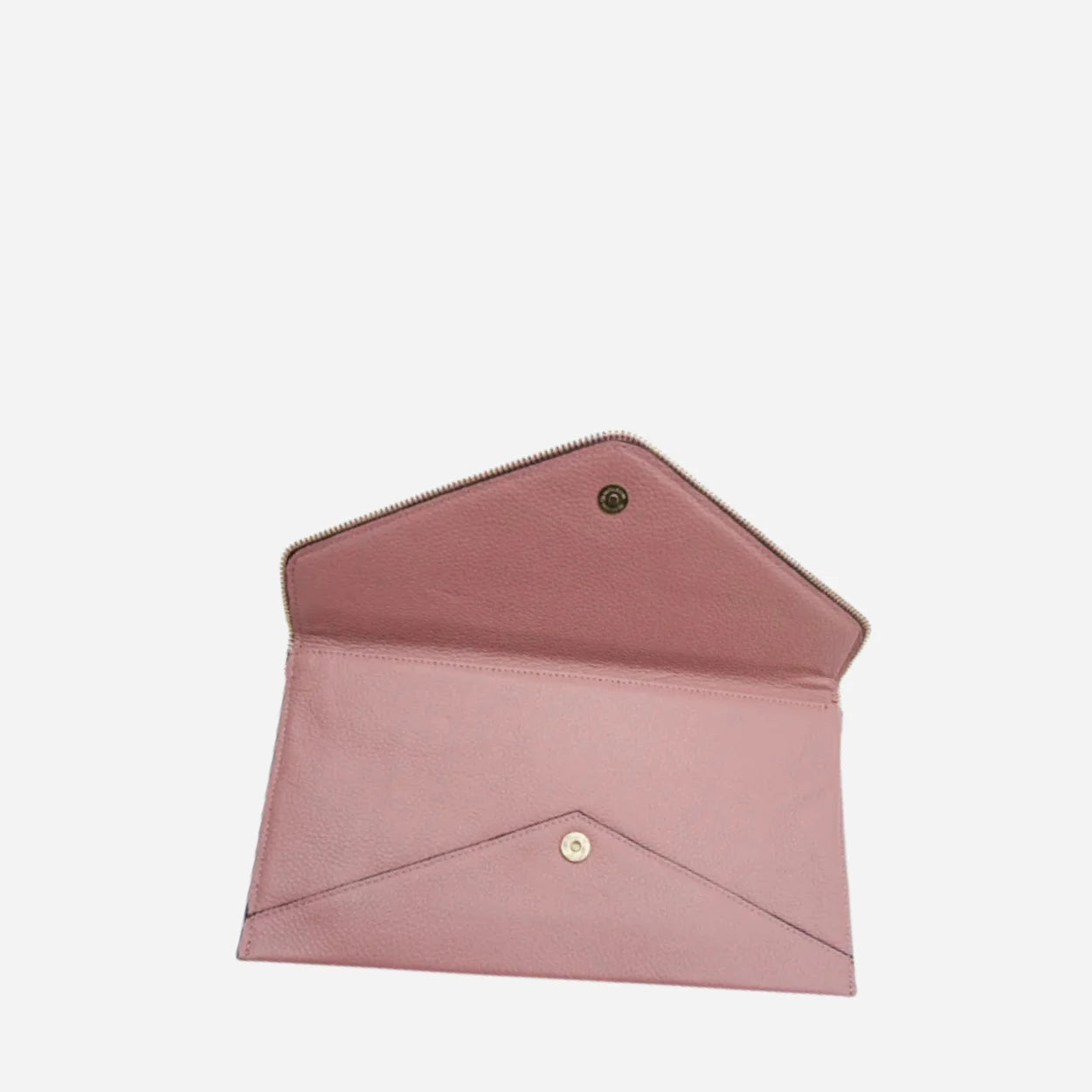 CASTLECRAG - Dusty Rose Pink Genuine Leather Clutch with Zipper Detailing