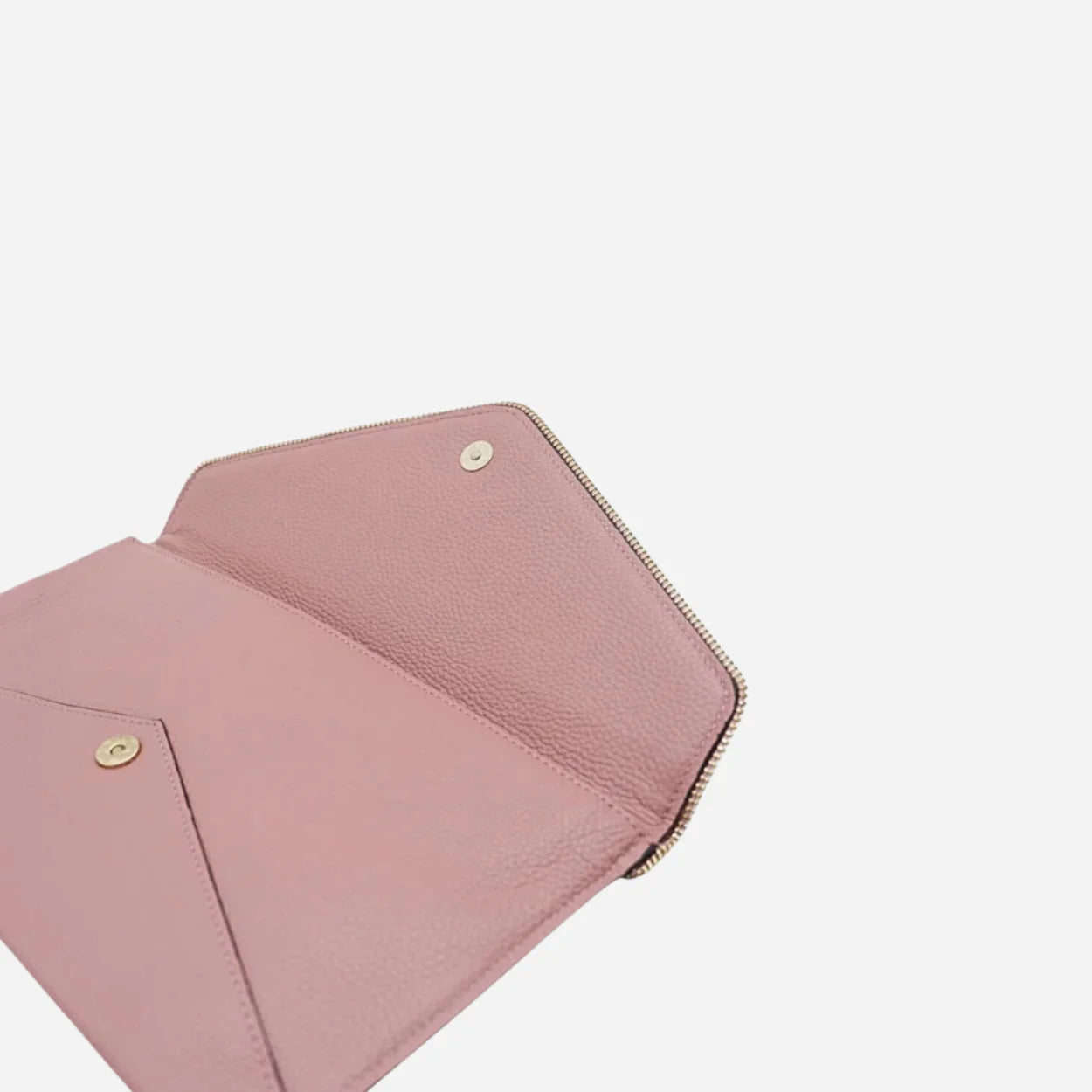 CASTLECRAG - Dusty Rose Pink Genuine Leather Clutch with Zipper Detailing