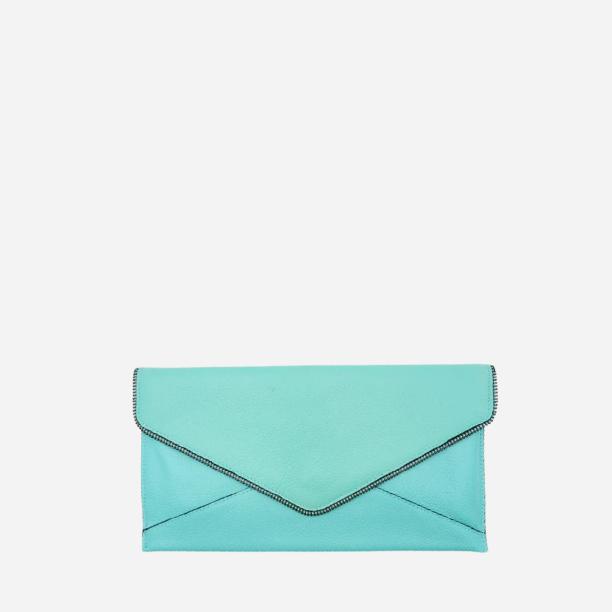 CASTLECRAG - Womens Mint Leather Envelope Clutch Bag Evening Pouch