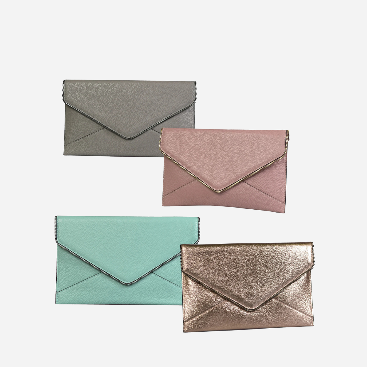 CASTLECRAG - Womens Mint Leather Envelope Clutch Bag Evening Pouch