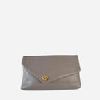 CENTENNIAL PARK - Womens Grey Pebbled Leather Clutch Bag - BeltNBags